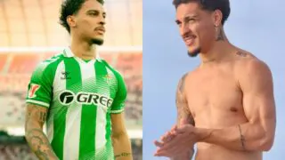 Jogador Antony Santos com o pênis marcando no uniforme